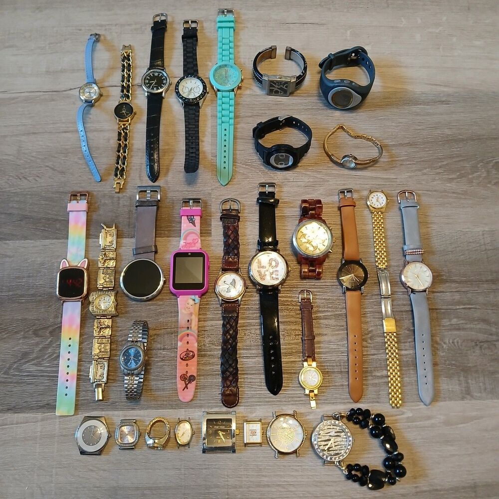 Huge Watch Lot of 25+ Mixed Brands Vintage & Modern Parts/Repair Untested-Box 41